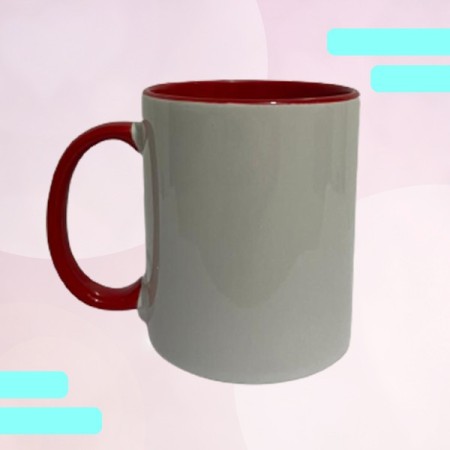 Caneca com alça e interior vermelho