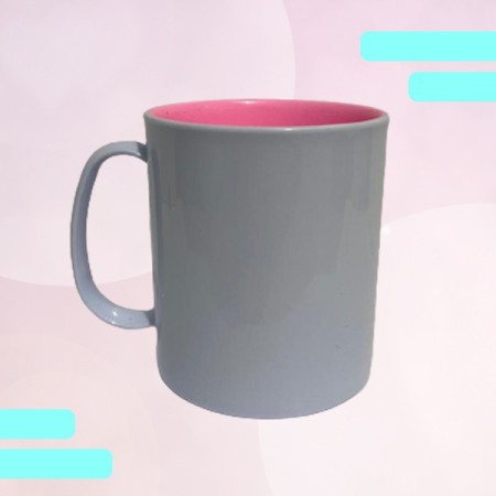 Caneca de polímero branca / Rosa