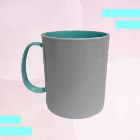 Caneca de polímero branca / verde água